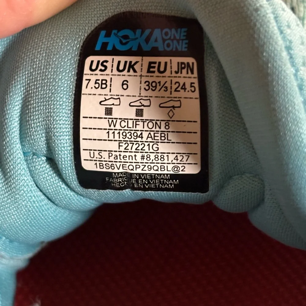 Hoka Clifton 8 Women’s Running Shoes Aqua Blue Size 7.5 - Picture 8 of 9